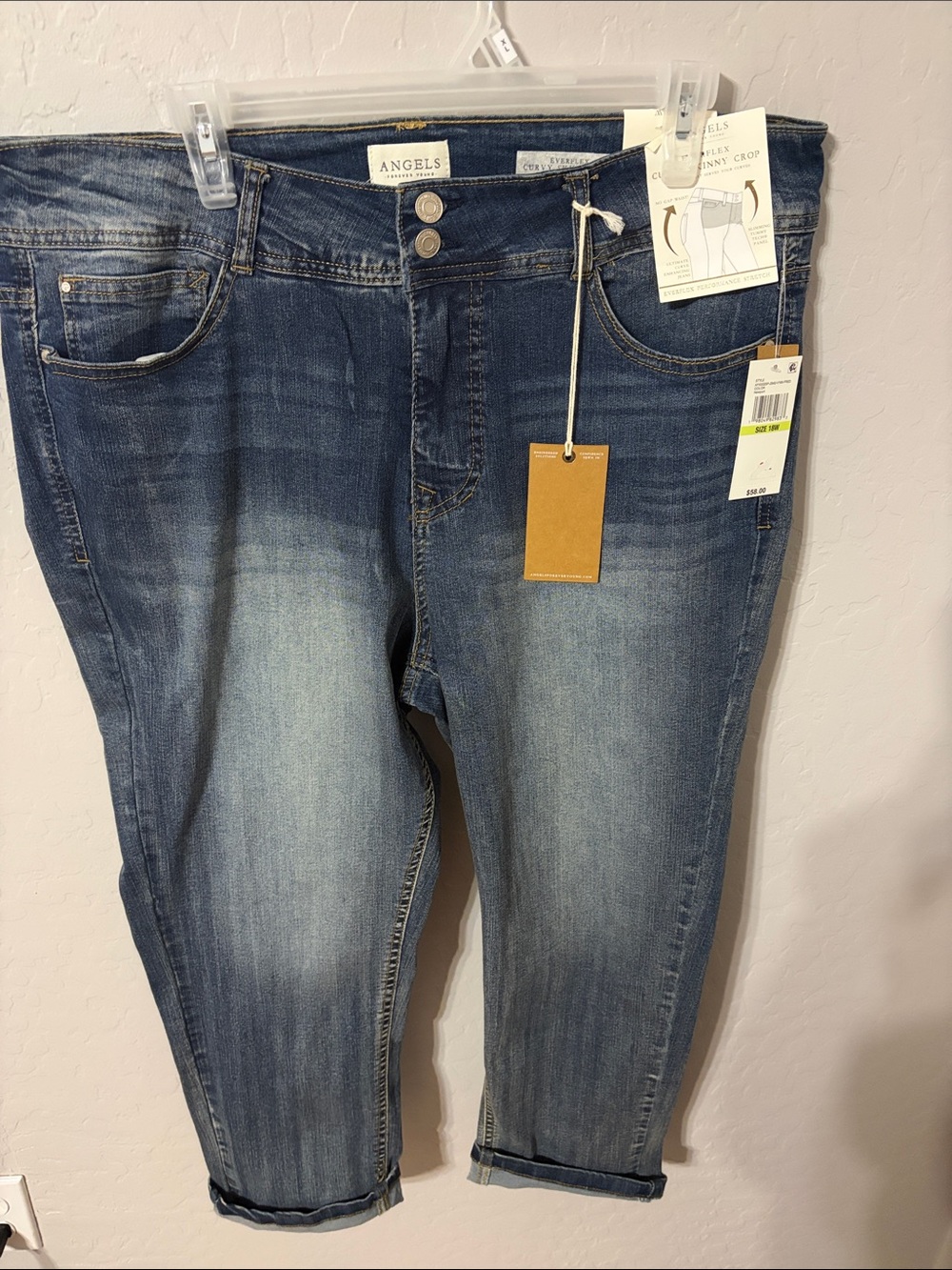 Angels Faded Blue Cropped Ankle Jeans for Women